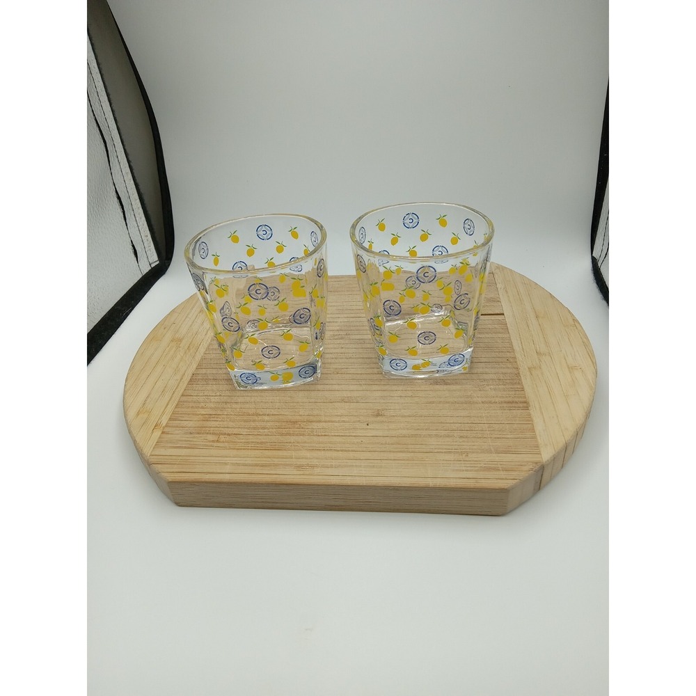 Vintage Ciroc & Yellow Lemon Lowball  Glasses 3"‎  LOT 2